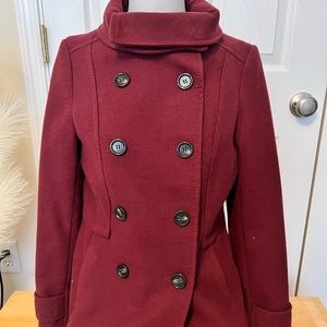 Maroon Double Breasted Pea Coat